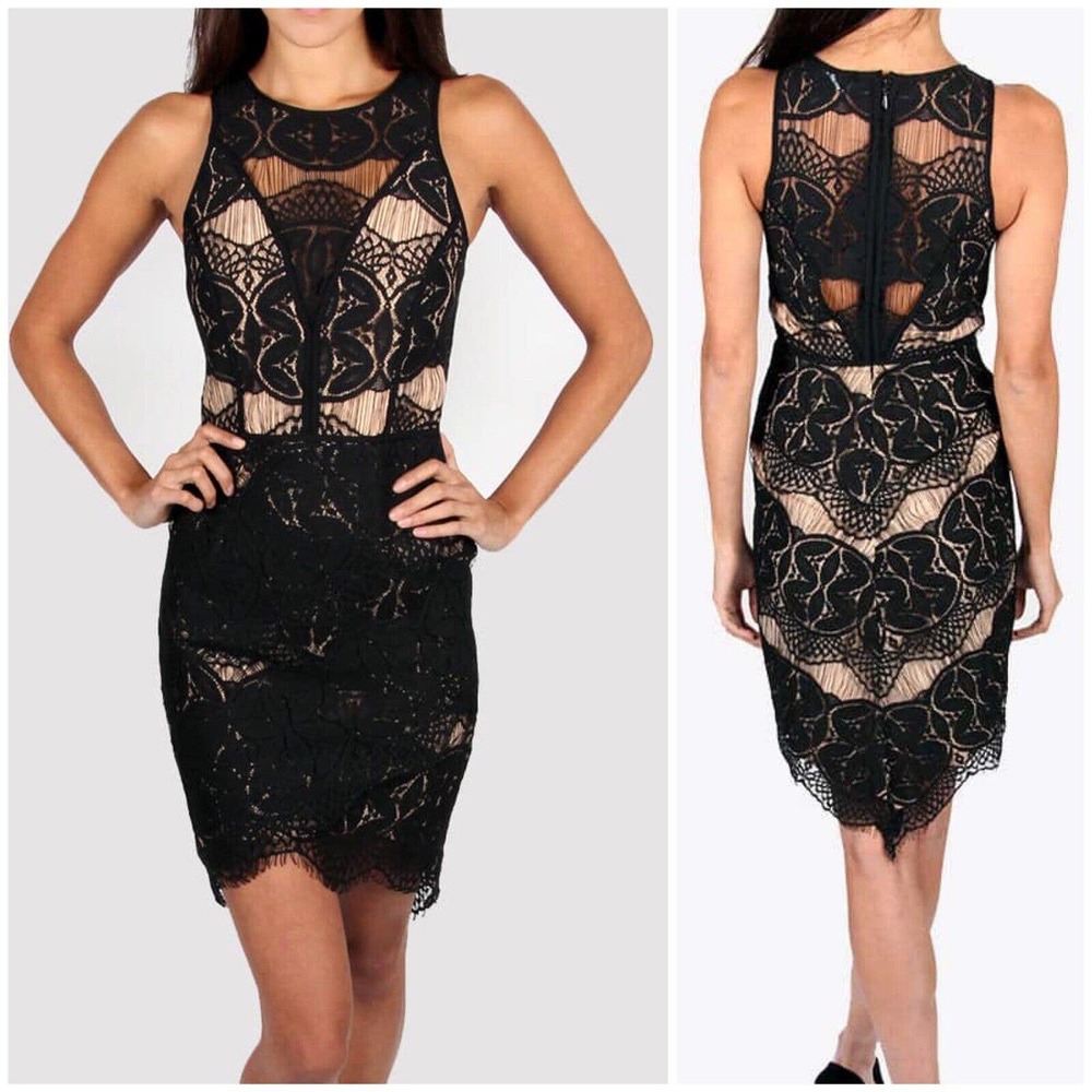 Adelyn Rae Lace Sheath Dress SZ M Cocktail High Low Anthropologie Romantic Love - Picture 1 of 6